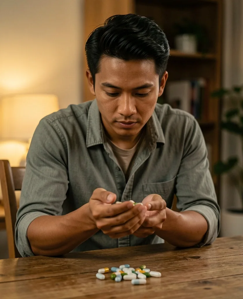 Man reviewing supplement information